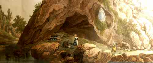 Antica Stampa delle Grotta di Lourdes